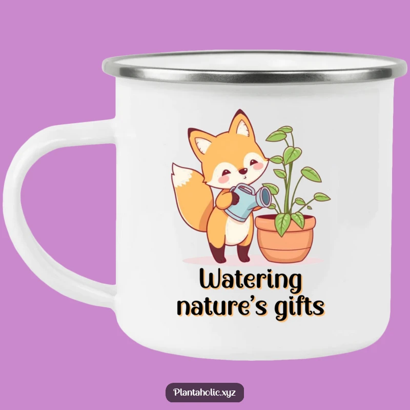 Funny Fox Plant Care Camping Mug - Outdoor Gardener's Delight Gift