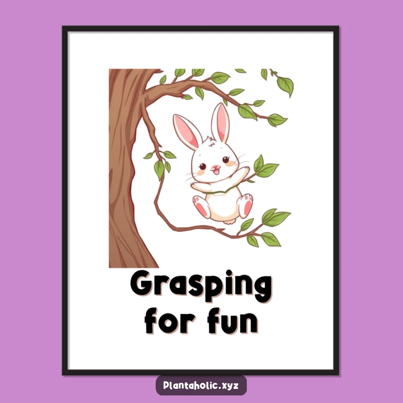 Funny Rabbit Vine Swing Digital Art - Instant Playful Whimsy Download
