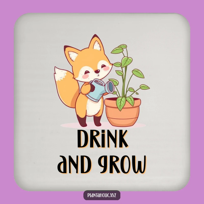 Funny Fox Plant Care Coaster - Protect Surfaces with Garden Charm