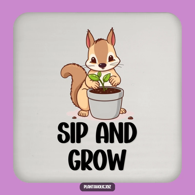 Funny Squirrel Repotting Coaster - Protect Surfaces with Diligent Charm