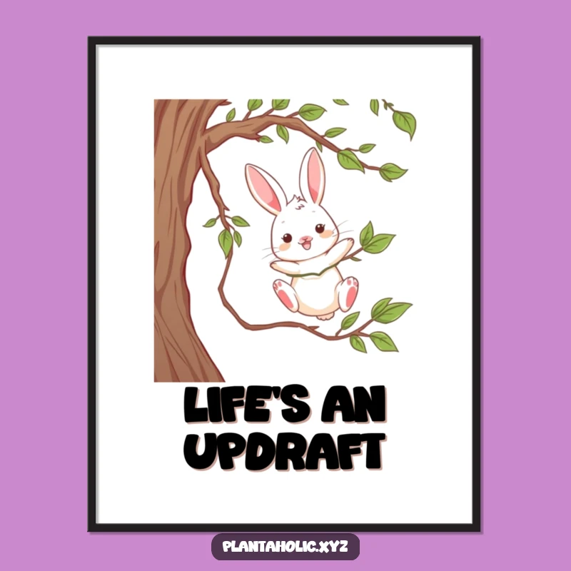 Funny Rabbit Vine Swing Poster - Whimsical Adventure Art Print