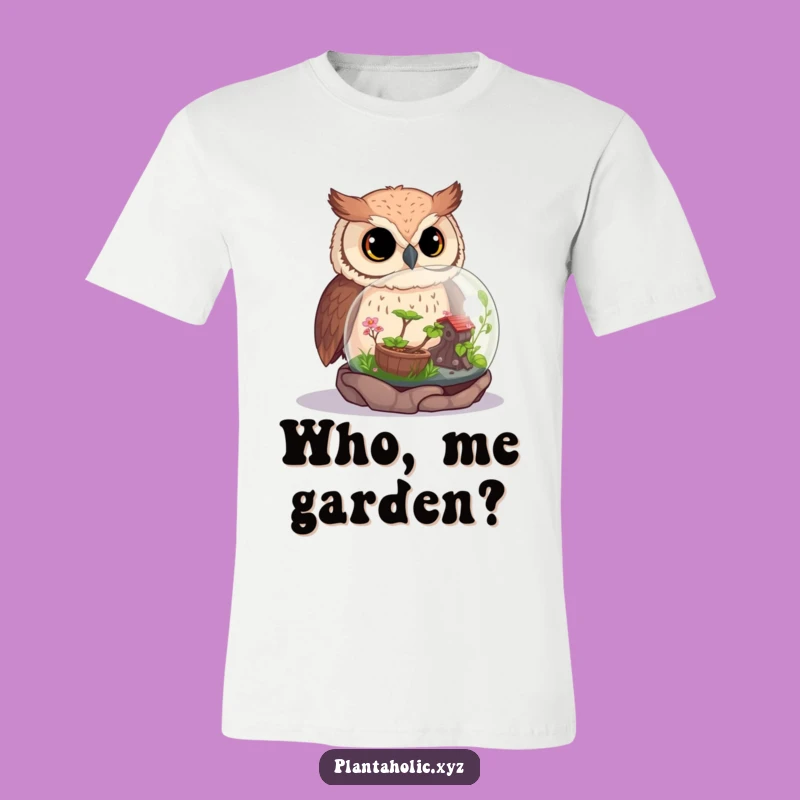 Funny Curious Owl Admiring Terrarium T-Shirt - Comfy Nature Lover Apparel