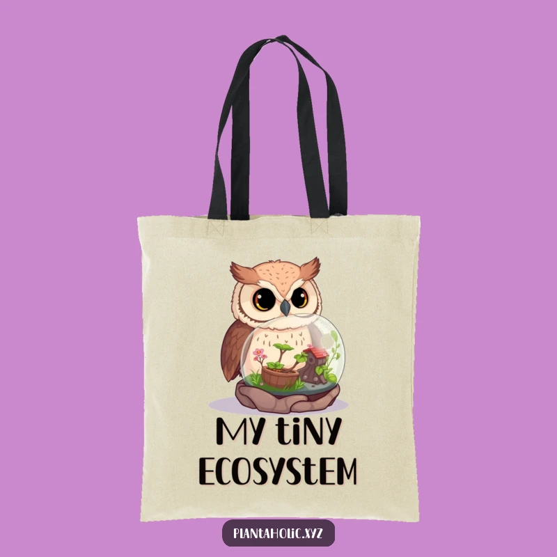Funny Curious Owl Terrarium Tote Bag - Eco-Friendly Nature Lover Accessory